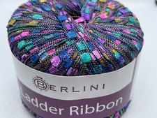 Berlini Ladder Ribbon Yarn 97 Kensington - Orchid Blue Teal Bronze  50gr 142yd