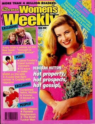 Aust. Women's Weekly - August 1989 - Deborah Hutton, Andy Gibb + Mel Gibson