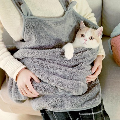 Katzenhalter Trageschürze Fleece mit Tasche zum Halten von Tragetuch