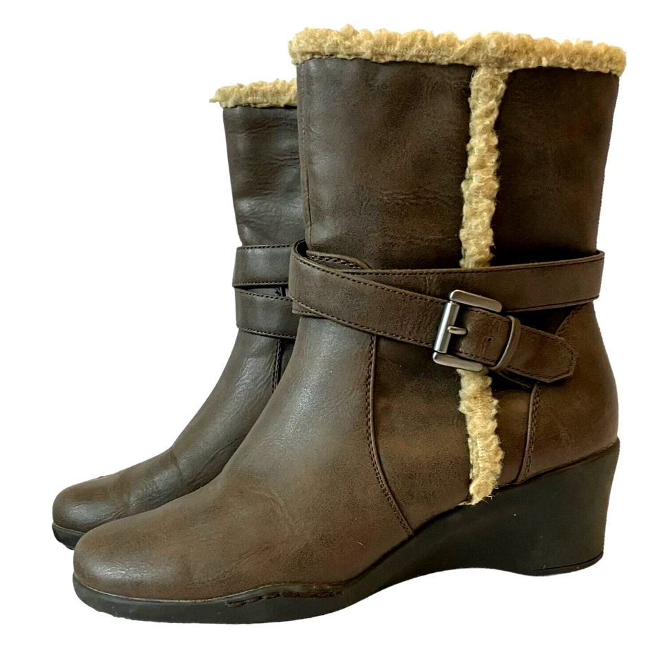 A2 от Aerosoles истории ремень меха с подкладкой памяти пены коричневый на танкетке каблука загрузки Sz7M - Изображение 2 из 4