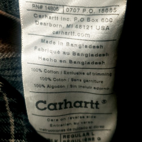 Carhartt para hombre talla grande azul a cuadros manga larga franela abotonada algodón Usado en excelente estado - Imagen 11 de 14