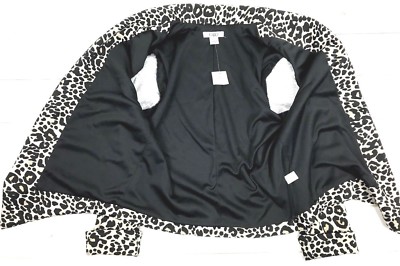 CATO Black Leopard Sz S Open Front Jacket 3/4 Cuff Blazer Stretch
