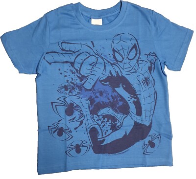 Boys Marvel Ultimate Spiderman T-Shirt Blue Top Ages 1.5-12 Years