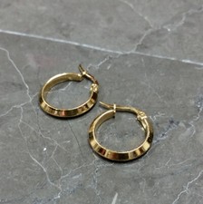 Stainless Steel Hoop Earring 18 mm Earrings Gold Color Lightweight Hook Closure