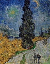 Road with Cypress and Star by Vincent van Gogh 1890 Post-Impressionist Night Sky