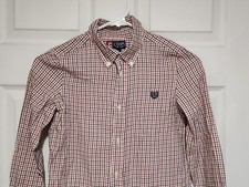 Chaps Dress Shirt Boys Size 7 Youth Kids Red Blue Plaid Checks
