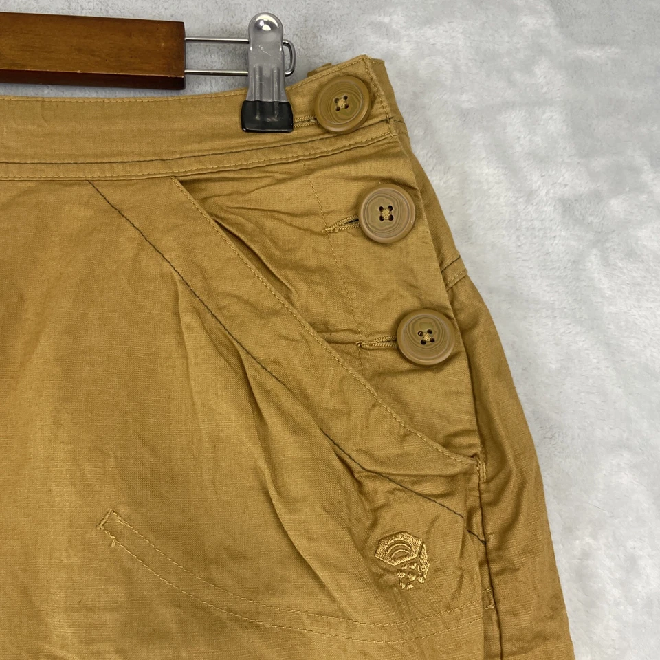 Falda Mountain HardWear para mujer talla 8 marrón ligera algodón cáñamo botones laterales Foto 3 de 4