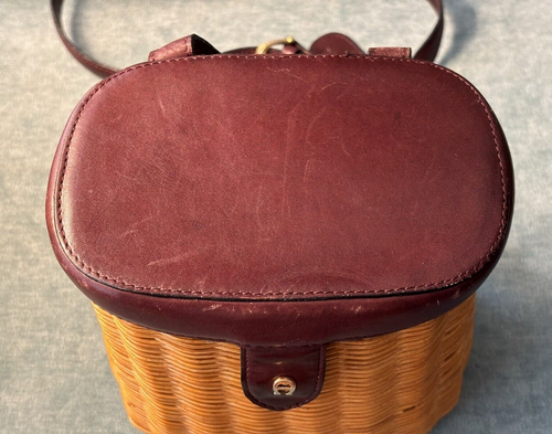 Vintage ETIENNE AIGNER Wicker Crossbody Purse Handbags Straw Original Tag 7"x8" - Picture 6 of 10