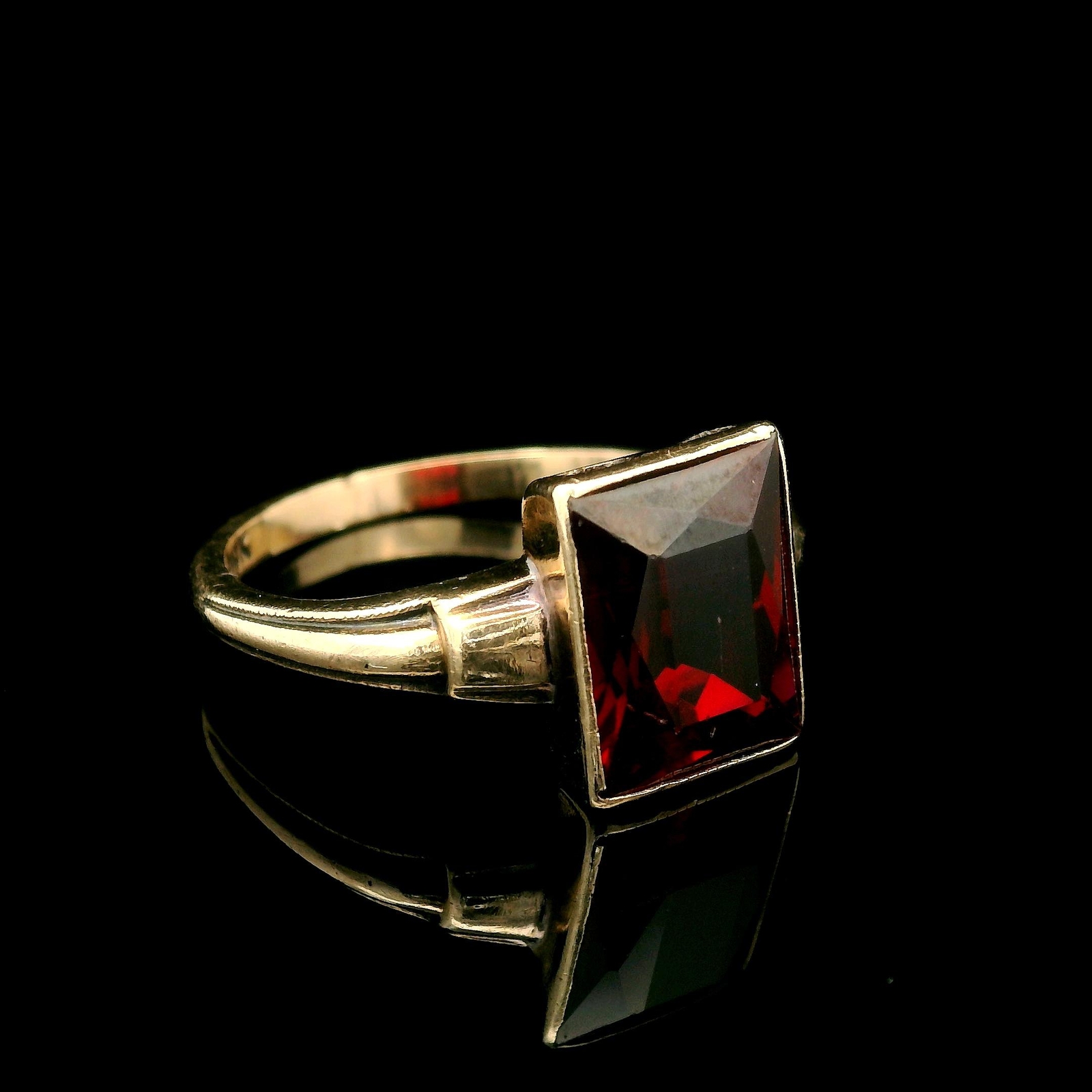 Antique 10k Yellow Gold Rectangular Synthetic Rub… - image 4