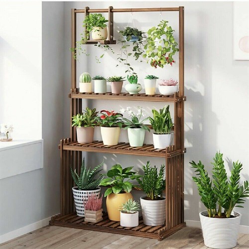 3 Tier Large Wood Plant Stand Vertical Flower Bonsai Display Rack Balcony Garden - Picture 5 of 12