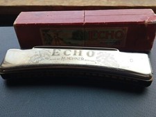 Vintage M Hohner ECHO Curved Harmonica With Box Made Germany 1927 1937 Key C