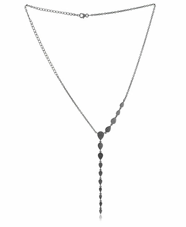 Collar Lariat Pave Diamond Plata 925 Diamante Mujer Collar Regalo Boda. Foto 2 de 4