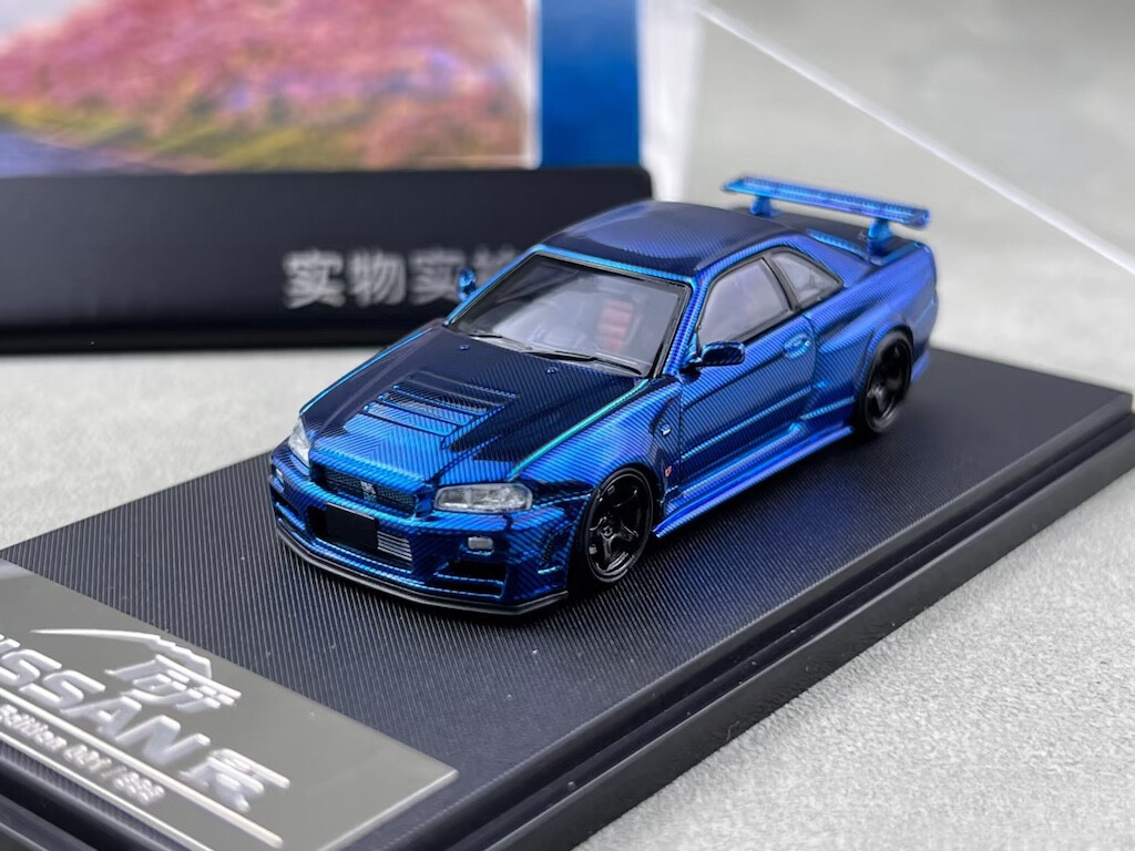 Fuji 1:64 Blue Carbon Skyline GTR R34 Nismo Z-Tune Model Diecast