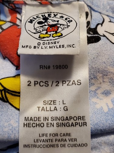 Disney Women's Casual Long Sleeve 2 pc Pajamas Mickey Mouse Button Down Top Sz L - Picture 11 of 12