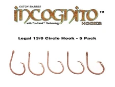 Legal 13/0 High Carbon Steel Circle Hook Tru-Sand Coated Land-based Shark 5 Pack
