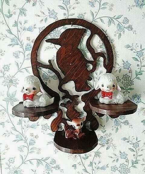 Винтажный набор деревянных полок для птиц дятлов с завитками - Изображение 3 из 4