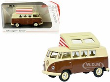 VOLKSWAGEN T1 CAMPER VAN W/ POP-TOP ROOF BROWN 1/64 DIECAST BY SCHUCO 452026600