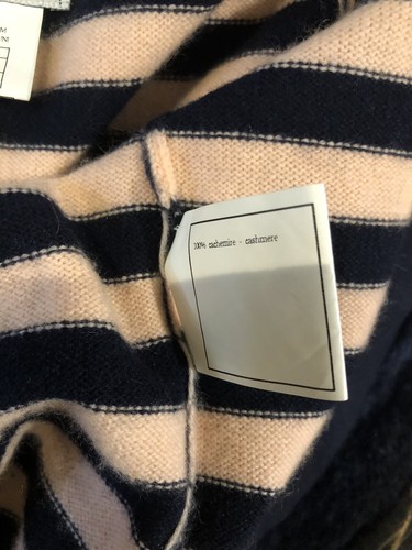CHANEL 1997 Blue Pink Stripped Cashmere Open Vest CC Buttons Sz. S (38) - Picture 10 of 11