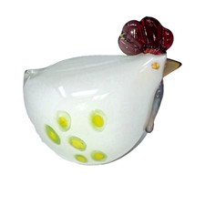 Vintage Farmhouse Murano Style 6.5" Glass Art Rooster Chicken Figurine