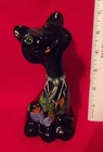 FENTON  ART GLASS BLACK HAPPY KITTY HANDPAINTED SIGNED GEORGE FENTON DISPLAY