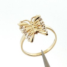 14KT Yellow Gold Butterfly with CZs Ring Size 8.25 2.7g