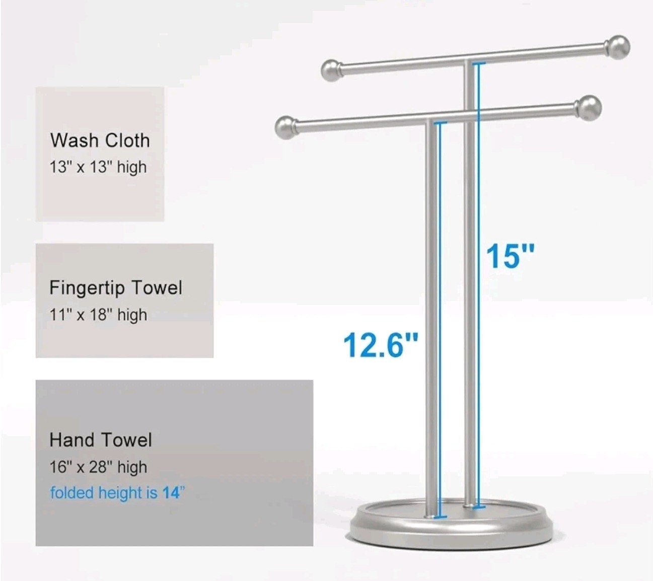 15" Double-T Hand-Towel/Jewelry/Utensil T-Shape Stand/Displa