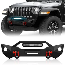 Stubby Front Bumper W/ Winch Plate For 2018-2025 Jeep Wrangler JL JLU & 20-25 JT