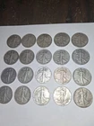 Walking Liberty half-dollars roll of 20, 90% silver circulated $10 face mix date