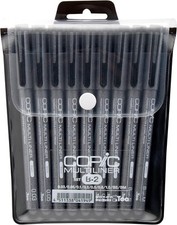 Copic Markers 9-Piece Multiliner Inking Pen Set B-2, Black 9 Pens,