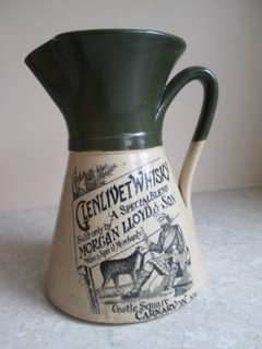 ANTIQUE WHISKY ADVERTISING JUG MORGAN LLOYD CARNARVON WALES 19thC. RARE