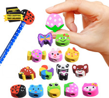 35PCS Fruit Animal Pencil Top Erasers Bulk for Kids,Fun Eraser Caps Cute Topper