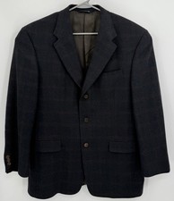 Burberry's Men's 42R Brown Plaid Three Button Blazer Sport Jacket Vintage Wool