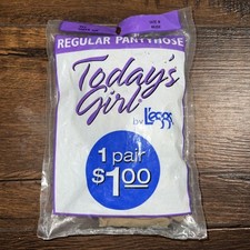 Today's Girl By L'eggs Sheer Toe Regular Pantyhose Q (Large) Off Black USA Made