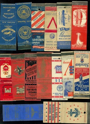 LOT1 WW2 Military Camps Match Books US ARMY NAVY MARINES Others