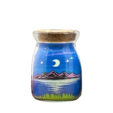 Sand Art in Bottle Office Desk Decor Completed Artwork Blue Fat
