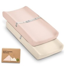 2-Pack Organic Changing Pad Covers for Girl, Boy, Neutral - 100 32"x16" Cameo