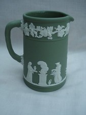 Vintage Wedgwood Green Jasperware Jug - 4" Tall