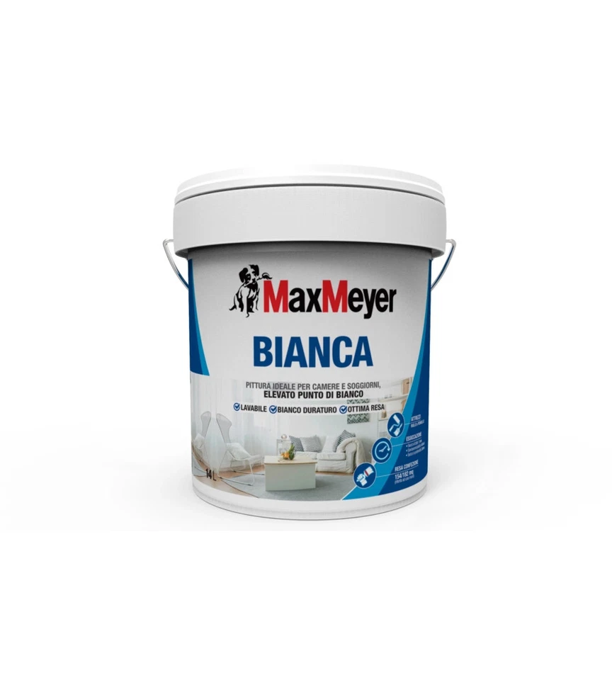PITTURA BIANCA MONOMANO MAX MEYER COLORE BIANCO, 14 LITRI - Immagine 2 di 3