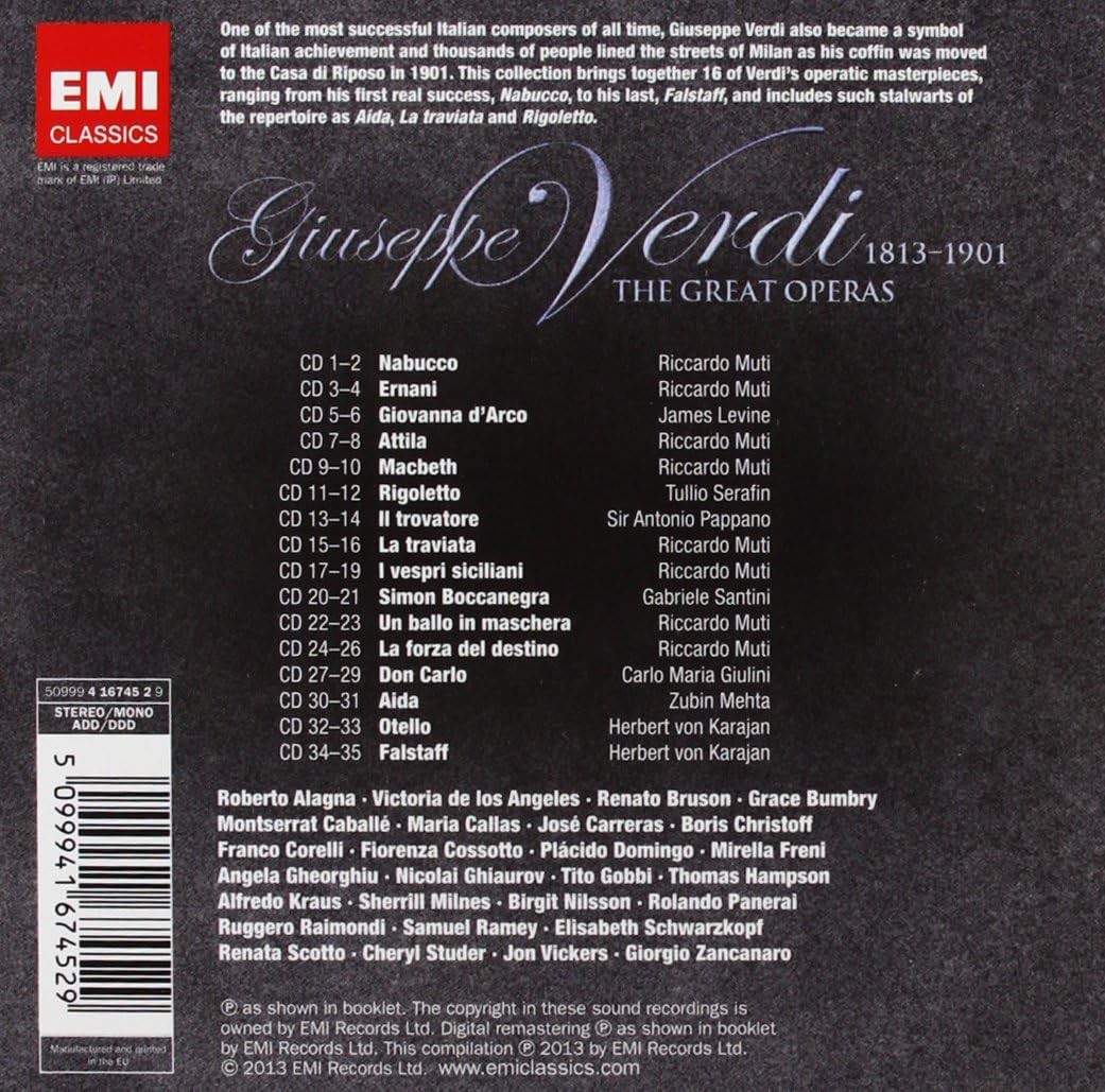 35CD Verdi: The Great Operas m. 5099941674529| eBay
