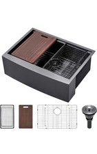 30" Black Stainless Steel Farmhouse Sink - 16 Gauge Apron Front Single Bowl