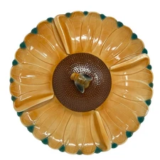 Unique Vintage Ceramic Sunflower and Bee Chip and Dip 6 Piece Set VGUC 8434