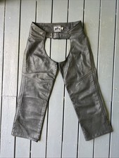 Vintage California Creations Leather Motorcycle Chaps Black Mens Size L USA Made