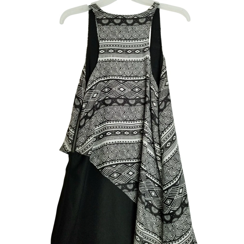 Silence + Noise Anthropologie Black Sleeveless Tunic Top Geometric Overlay S - Image 2 of 4