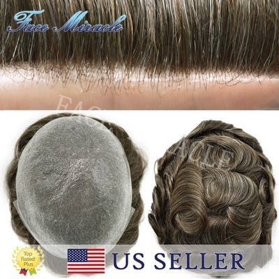 Men's Hairpiece 0.04mm Ultra Thin Skin Mens Toupee Human Hair System Natural Wig