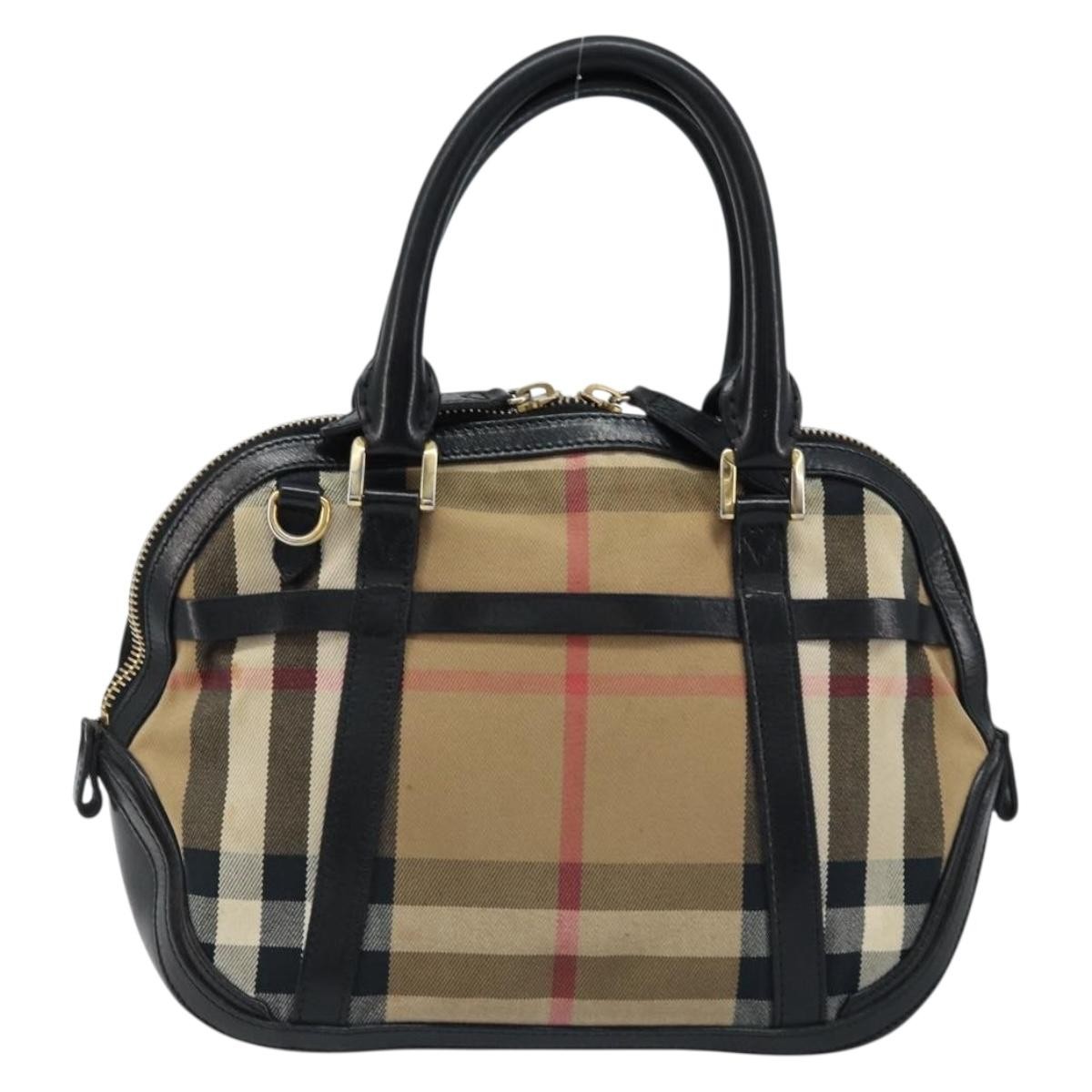 BURBERRY Nova Check Hand Bag Canvas Beige Gold Auth 172387 | eBay
