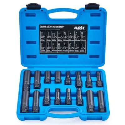 Orion Motor Tech 16pc Locking Lug Nut Master Key Set, SAE & Metric Wheel Blue 