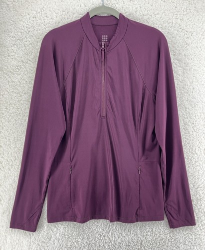 Title Nine 1/2 Zip Pullover Top Size Medium Purple Pockets Performance Active