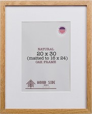 Oak Wood Picture Frames 20x30 with Mat for 16x24 - Natural Solid Wood Poster ...