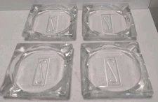 Clear Glass Tabletop Ashtrays (4) Square Letter S Two Place Cigarette Holder