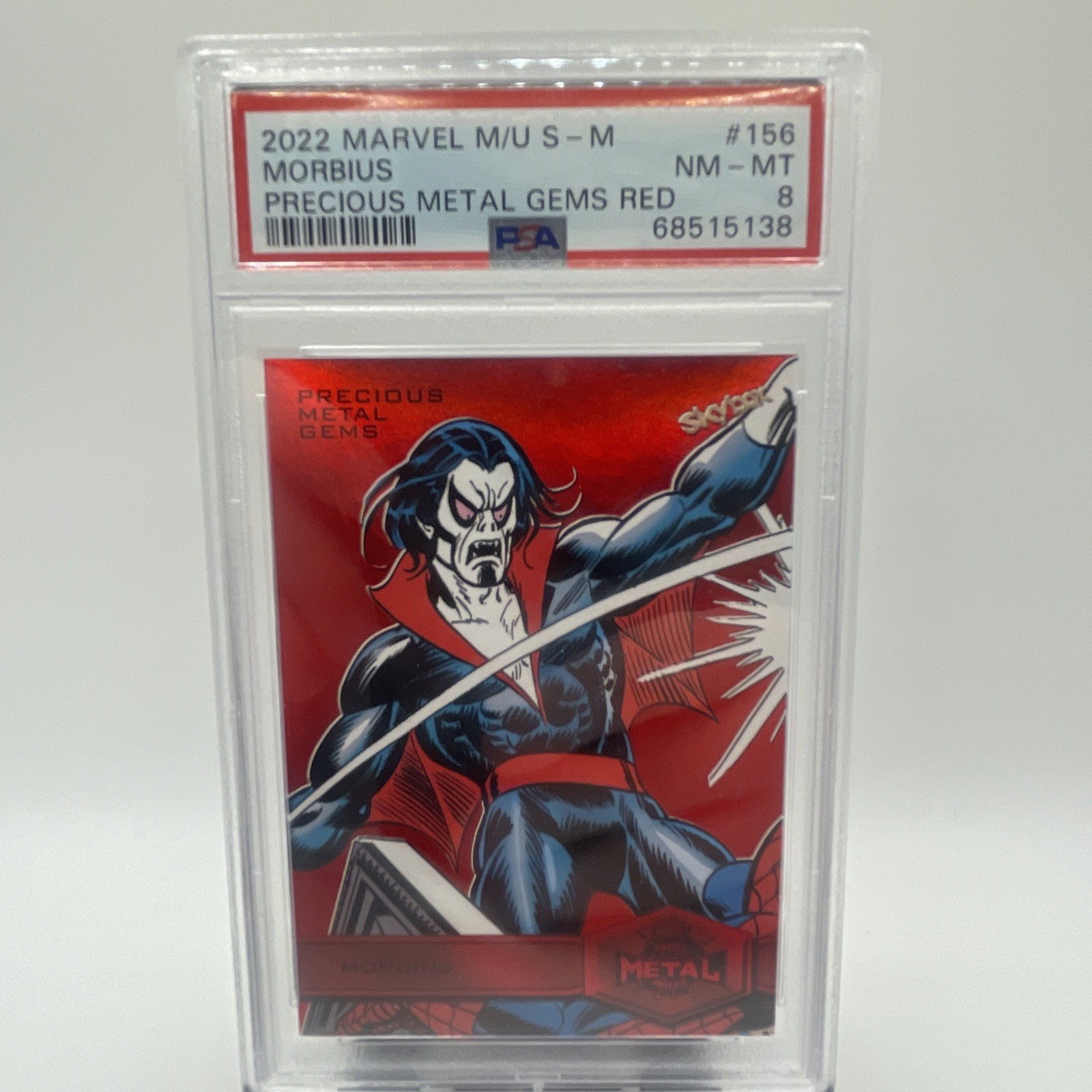 2021 Marvel Metal Universe Spider-man Red PMG Morbius /100 Precious Gem  psa 8